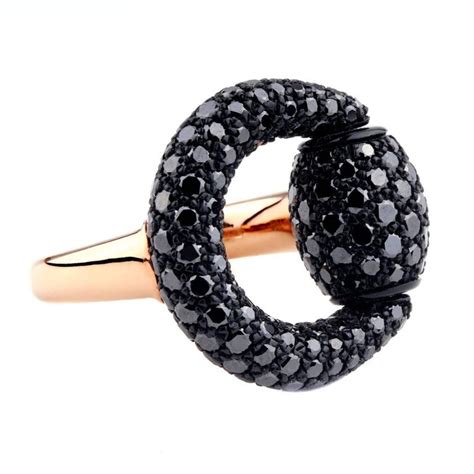 gucci black diamond horsebit ring